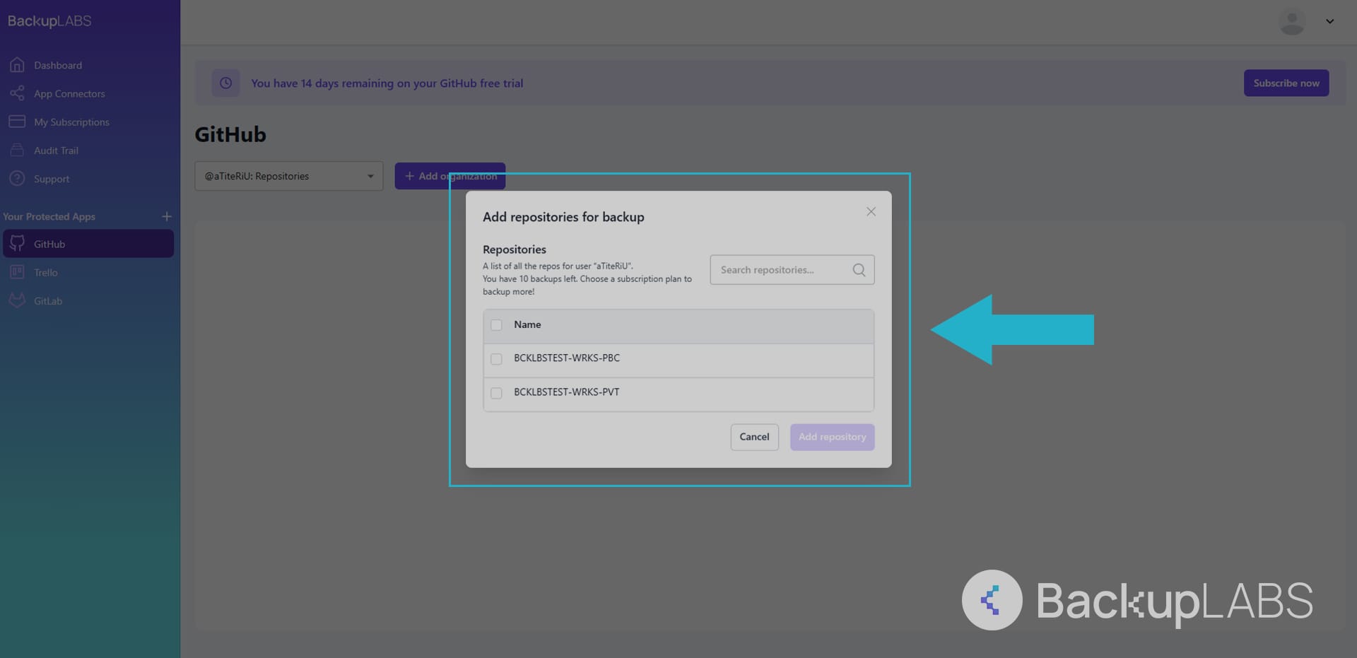 Choose what you want to backup