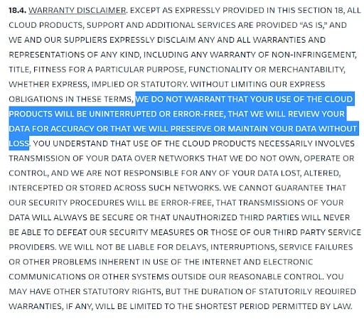 Warranty disclaimer 1